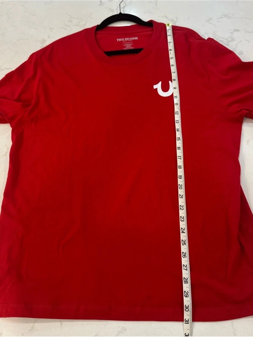 NWT True Religion Red floating Buddha Tee Horseshoe Graphic rhinestone Men’s L